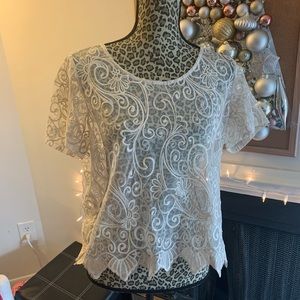 SOLD-Women’s Embroidered Charlotte Russe mesh top